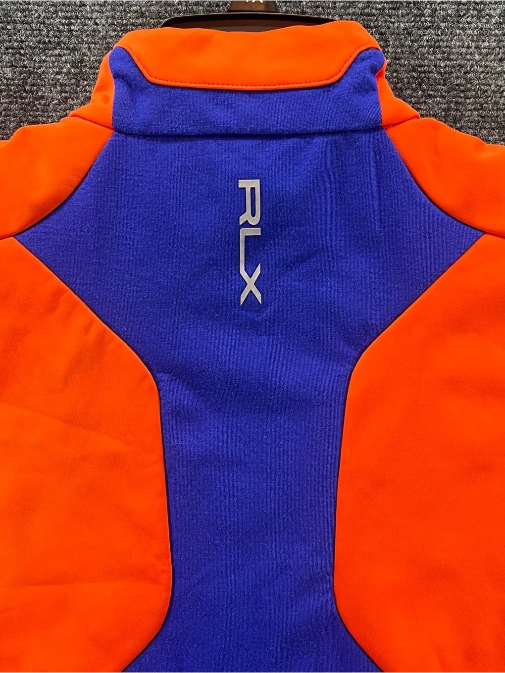 RLX Ralph Lauren Vest Mens Medium Orange/Blue Fleece Full Zip Performance Golf